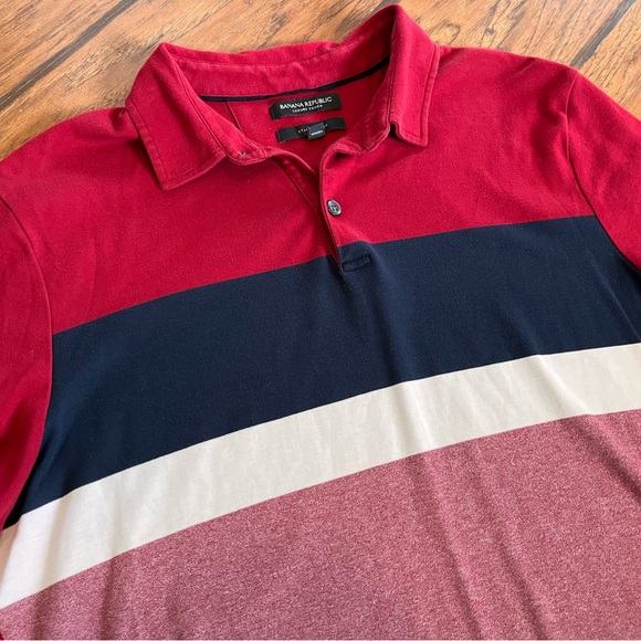 Banana Republic polo shirt mens XL Luxury Touch red white blue USA super soft - Picture 2 of 10